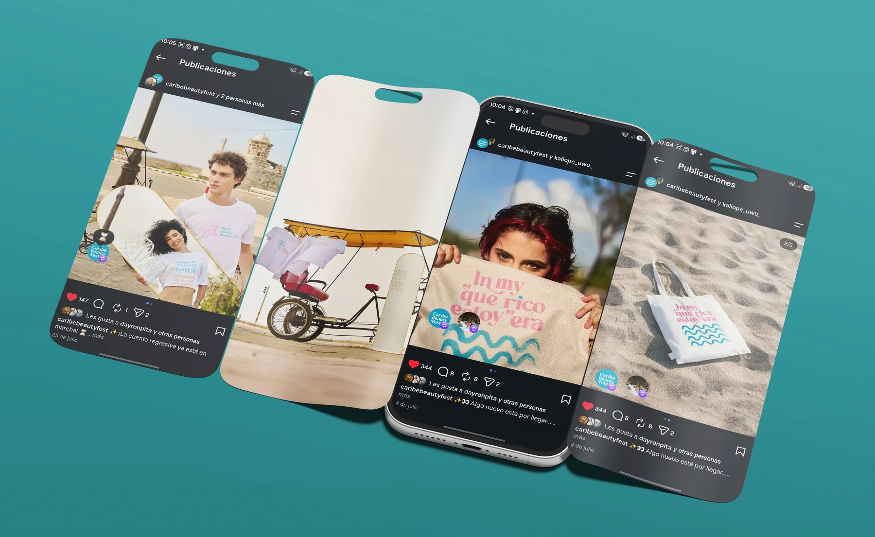 las publicaciones de la campaña en varios teléfonos