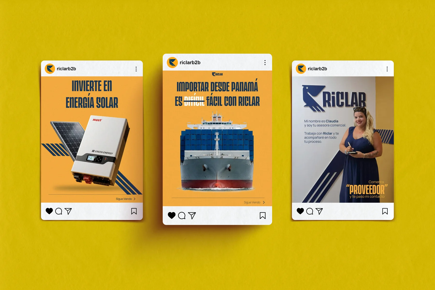 carrusel de Instagram sobre fondo amarillo