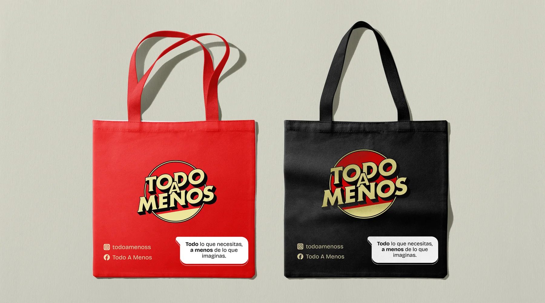bolsas de tela en rojo y negro