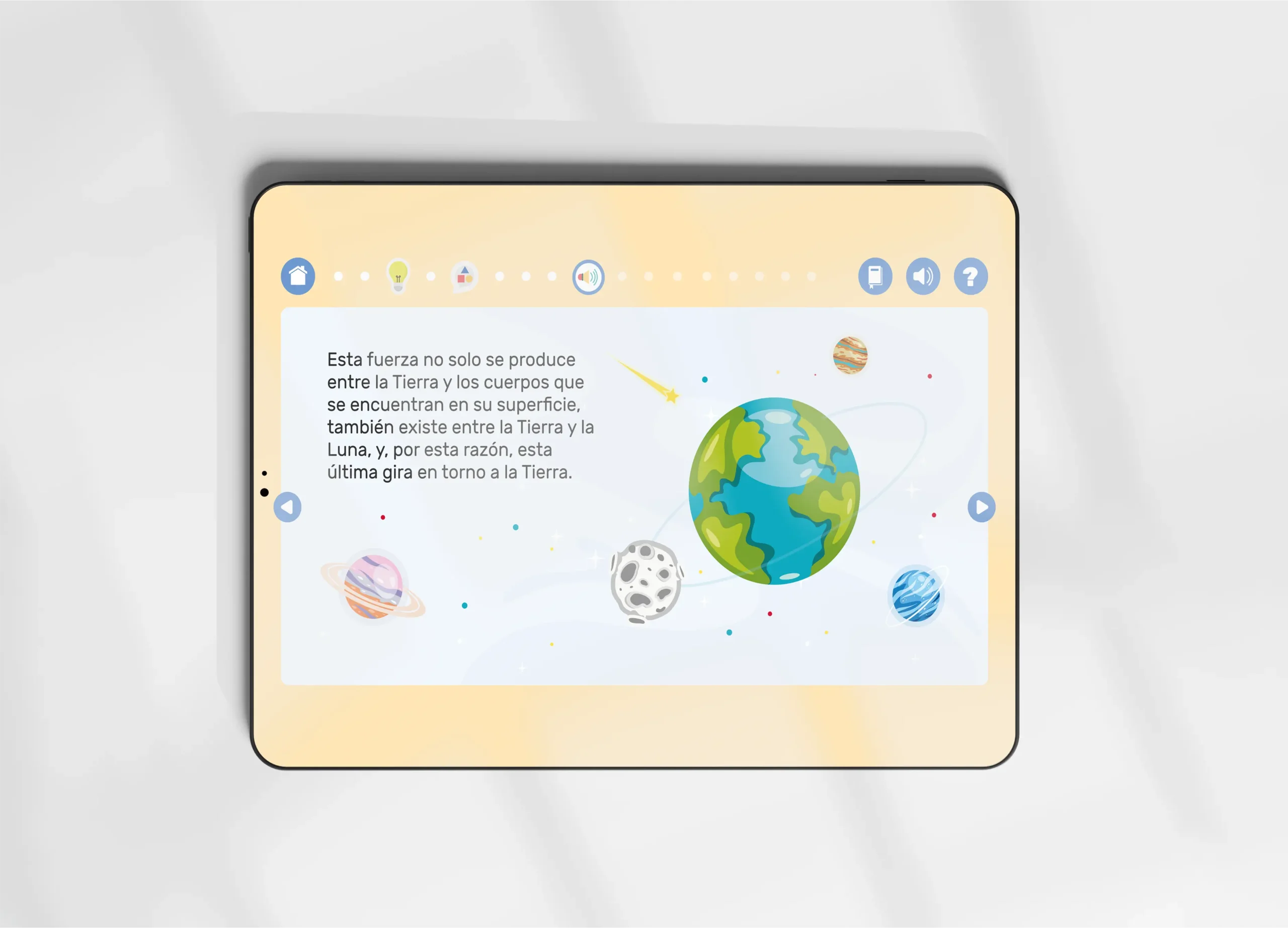 Página de juego de la web Colección Educativa de Editorial Pueblo y Educación en una Tablet