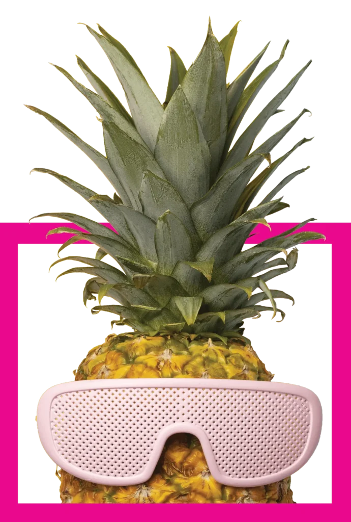 Piña en marco rosado - mascota del estudio de diseño gráfico y digital Tabula Rasa